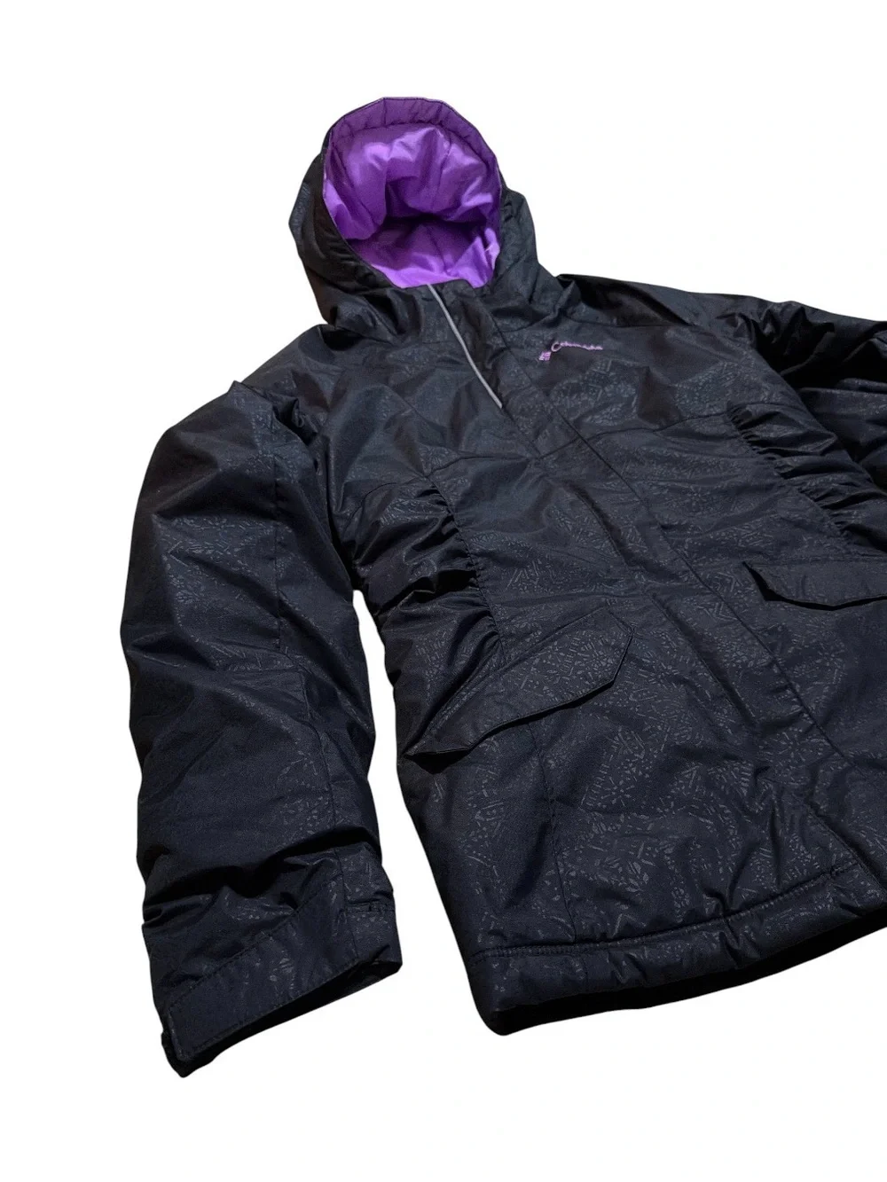 Columbia Girls Razzmadazzle Hooded Coat Jacket Purple Black Size Medium